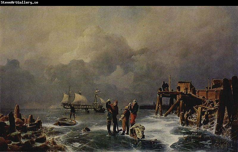 Andreas Achenbach Ufer des zugefrorenen Meeres (Winterlandschaft)